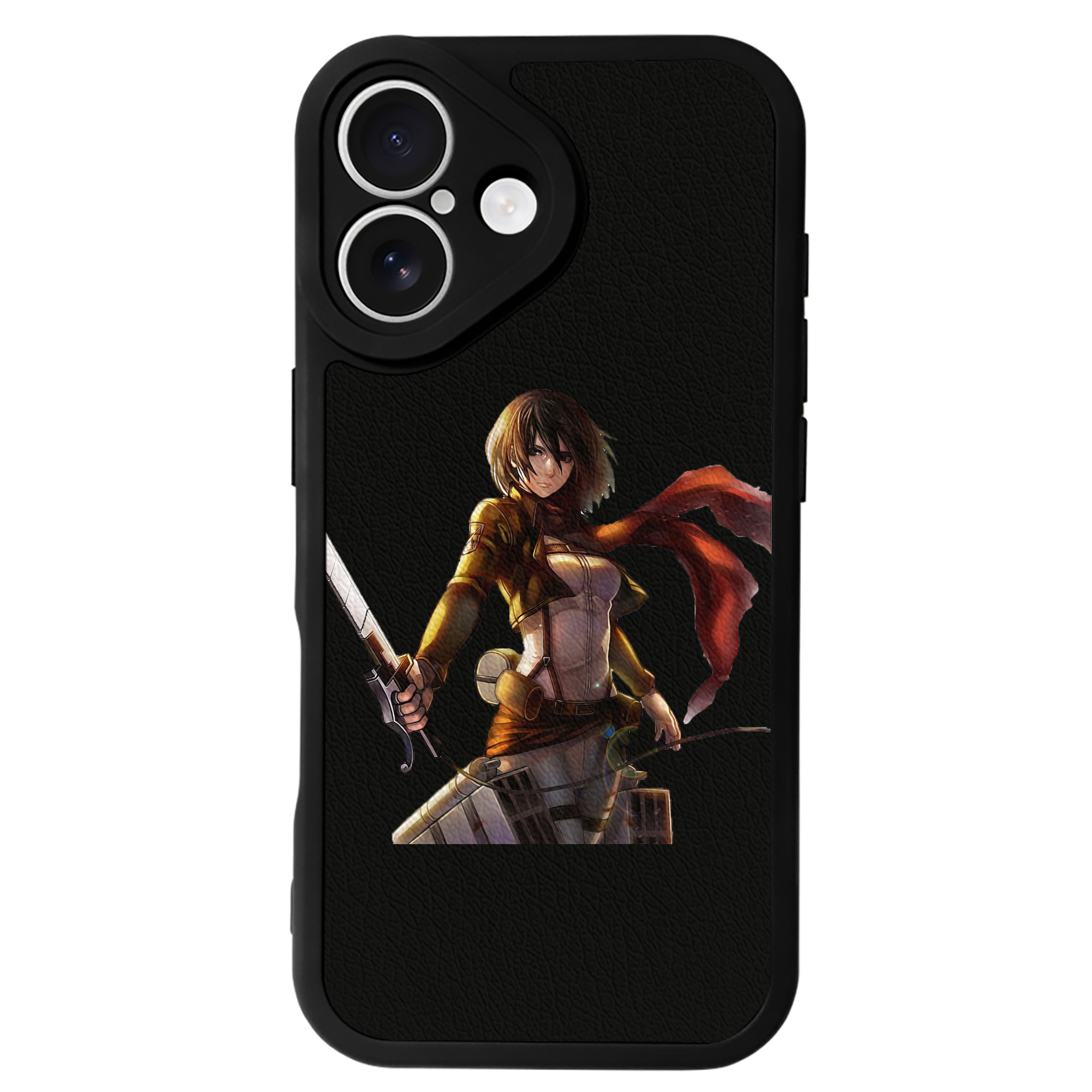 （画像用） 進撃の巨人 ミカサ·アッカーマン Attack on Titan Mikasa Ackerman 【iPhone 16シリーズ対応】シリコンスマホケース（レザー調） 材質：シリコン